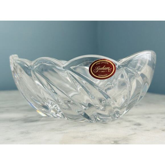 Gorham Heart Shaped Fine Crystal Bowl w/ Bow Germany Candy Dish 1831 Trinket - Picture 3 of 14